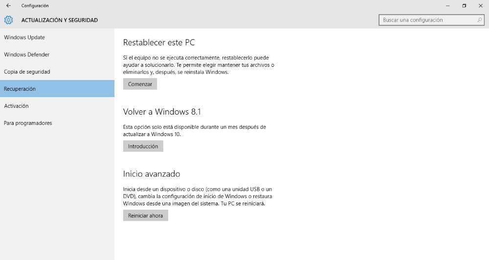 Des-instalar actualización de windows 10