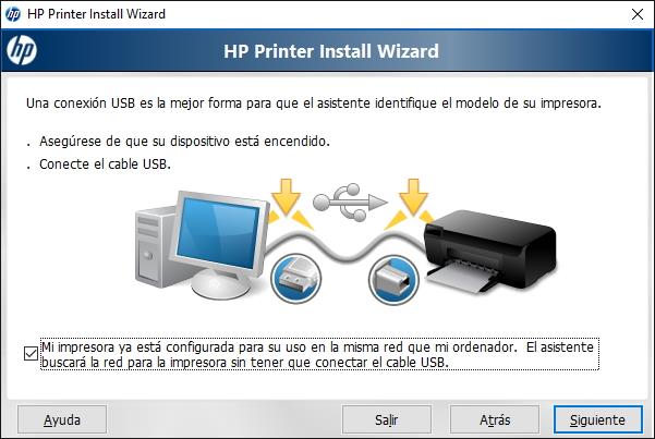 Opciones del Instalador automatico de drivers de impresoras HP